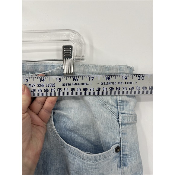 WT02 Jeans Mens 40x31 Blue Acid Wash Stretch Urban Streetwear Straight Fit Distr - Picture 7 of 9